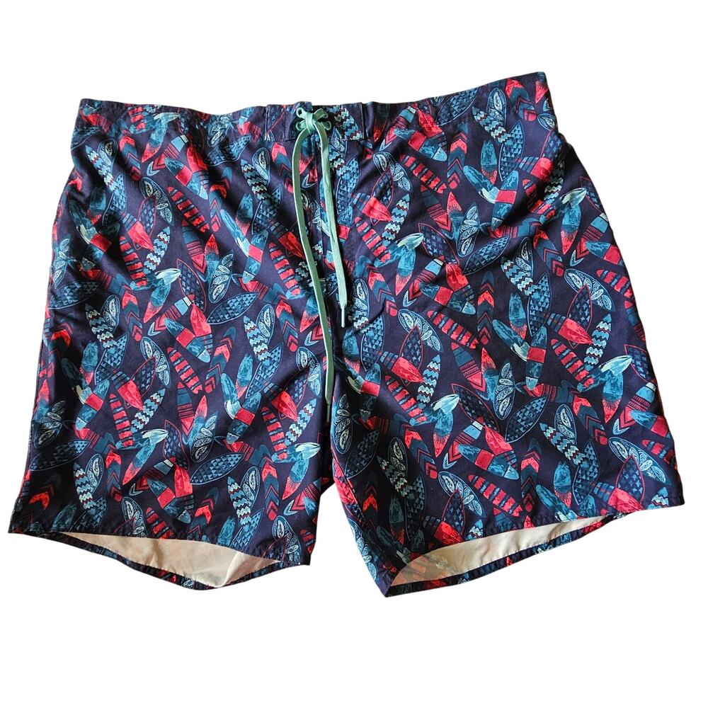 True Nation Men's Board Shorts with Blue Red Turquoise Surfboards Size 3XL